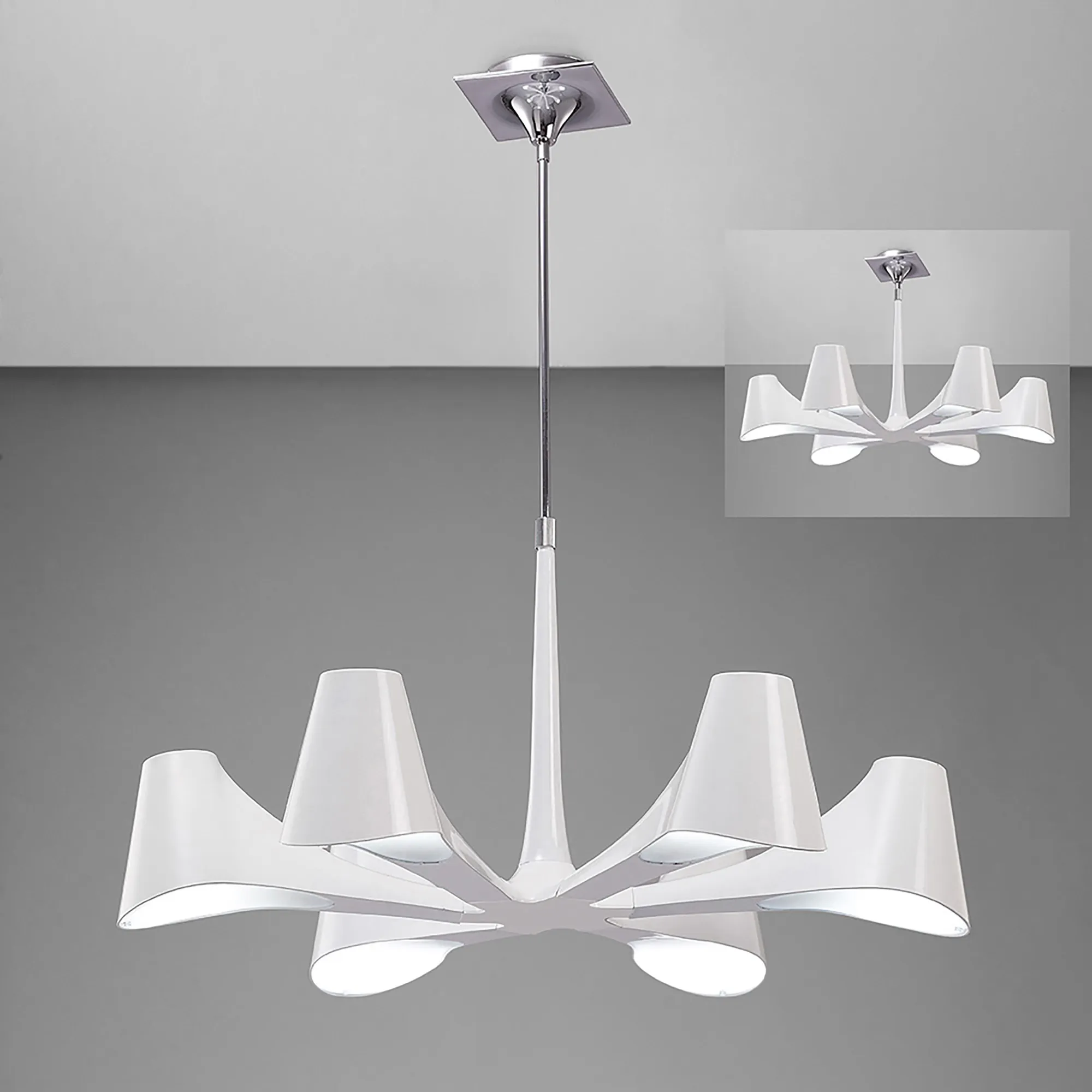 Ora Telescopic/Semi Flush 6 Light Gloss White M1580  Mantra Ora Gloss White